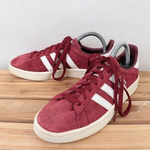 z1032 アディダス キャンパス US7 25.0cm/赤 バーガンディ 白 ホワイト系 adidas CAMPUS メンズ ユニセックス スニーカー 中古