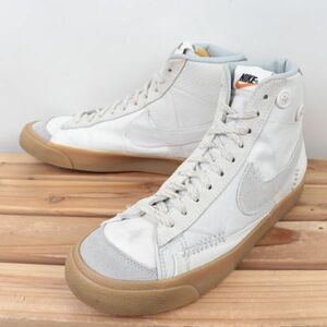 z1038 ナイキ ブレーザー ミッド US8.5 26.5cm/白 ホワイト 灰 グレー チェック NIKE BLAZER MID 77 VNTG ブレザー メンズ スニーカー 中古