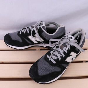 z489【565】ニューバランス US8 26.0cm/黒 ブラック 灰 グレー 白 ホワイト newbalance メンズ スニーカー 中古