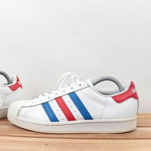 z1089 アディダス スーパースター アメリカーナ US7 1/2 25.5cm/白 ホワイト 青 赤 adidas SUPERSTAR AMERICANA メンズ スニーカー 中古の画像6