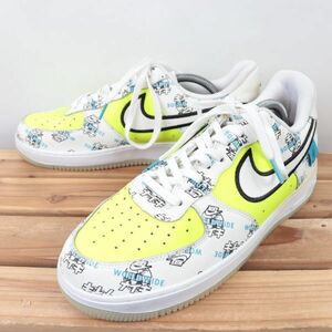 z1098 ナイキ エアフォース1 US9.5 27.5cm/白 ホワイト ロゴ 柄 NIKE AIRFORCE1 AF1 LOW ワールドワイド メンズ スニーカー 中古