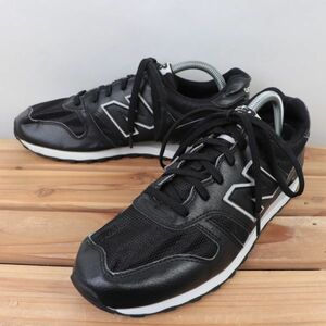 z1195【367】ニューバランス US7 1/2 25.5cm/黒 ブラック 白 ホワイト newbalance メンズ スニーカー 中古