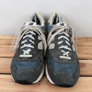 z1285【574】ニューバランス US9.5 27.5cm/紺 ネイビー 灰 グレー newbalance メンズ スニーカー 中古の画像2