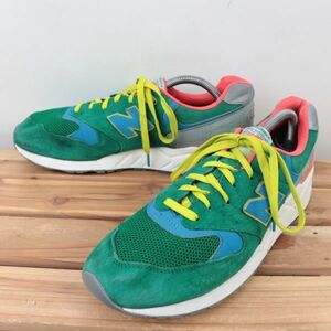 z1290【999】ニューバランス US10 28.0cm/緑 グリーン 水色 ブルー 灰 グレー系 newbalance メンズ スニーカー 中古