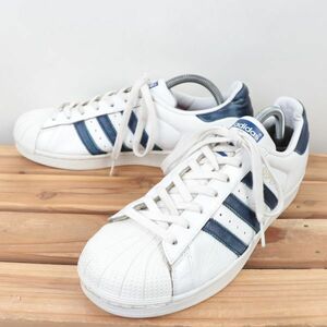 z1300 アディダス スーパースター US9 27.0cm/白 ホワイト 紺 ネイビー adidas SUPERSTAR メンズ スニーカー 中古