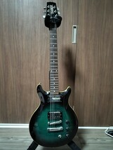 1円 エレキギター ギター ハムバッカー PRS 系 ハム 6弦 緑 Green フレイム メイプル ダブルカッタウェイ アーチトップ 22F HAMER_画像2