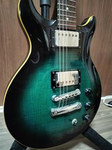 1円 エレキギター ギター ハムバッカー PRS 系 ハム 6弦 緑 Green フレイム メイプル ダブルカッタウェイ アーチトップ 22F HAMER_画像3