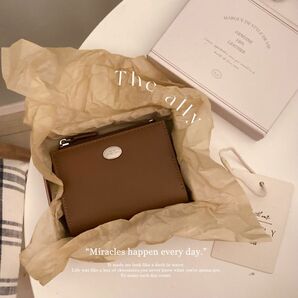 【新品】 韓国ブランド　THE ALLY / SALLY WALLET ウォレット 財布 ミニ ニつ折り　ブラウン　 ミニ財布