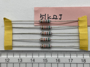 小形酸化金属皮膜抵抗器1W RSS1 (5本) 51kΩJ (KOA) (出品番号753)