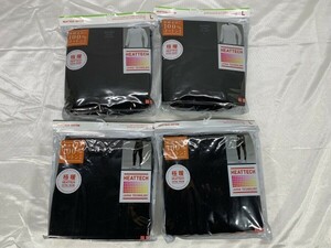 A5-055 UNIQLO/ユニクロ メンズ 極暖 ヒートテック Lサイズ 計4点 黒 (タイツ ×2/クールネックT×2) ほぼ未使用 エクストラウォーム