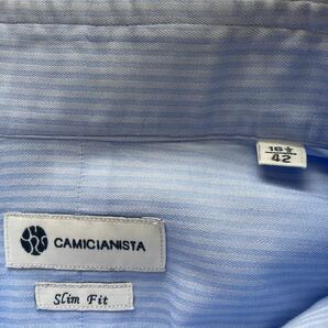 カミチャニスタ スリムフィットドレスシャツ 42-16ハーフ ブルーの画像3