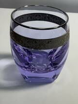 中古 MOSER モーゼル クリスタルガラス ロックグラス 青紫/357プラチナ グラス 酒器 食器 洋酒 箱付_画像3