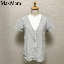 'S Max Mara 半袖シャツ トップス ヒッコリー エス マックスマーラ 1903-202_画像1