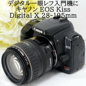 ★デジタル一眼レフカメラ入門機に★Canon キャノン EOS Kiss Digital X EF 28-105mm レンズセット ブラック 初心者 おすすめ 