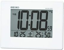 01:白パール セイコー クロック 目覚まし時計 電波 デジタル 掛置兼用 カレンダー 温度 湿度 表示 大型画面 白 パール S_画像1