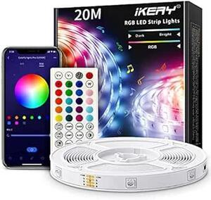 IKERY LEDテープライト 20M APP制御 両面テープ SMD5050 24V 4ピン 1600万色 高輝度RGB 切断可