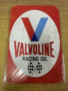 ⑦【訳あり】ブリキ看板 20×30cm VALVOLINE アメリカンガレージ アンティーク 雑貨 ★TINサイン★