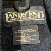 希少 90s ビンテージ LAND'S END フリースベスト ランズエンド 胸元 ワンポイント 刺繍 ネイビー 立ち襟 1990年代_画像4