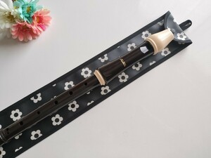  assembly Tama . inserting ...! фlto recorder case! daisy pretty floral print black for girl chopsticks inserting 