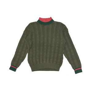 【送料無料】レア イギリス製 90s Eddie Bauer 黒タグ コットン ケーブルニット ハイネックセーター vintage 古着