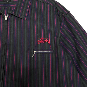 【送料無料】激レア 80s OLD STUSSY ストライプ ドリズラージャケット vintage 古着 オールドスケート スイングトップの画像3