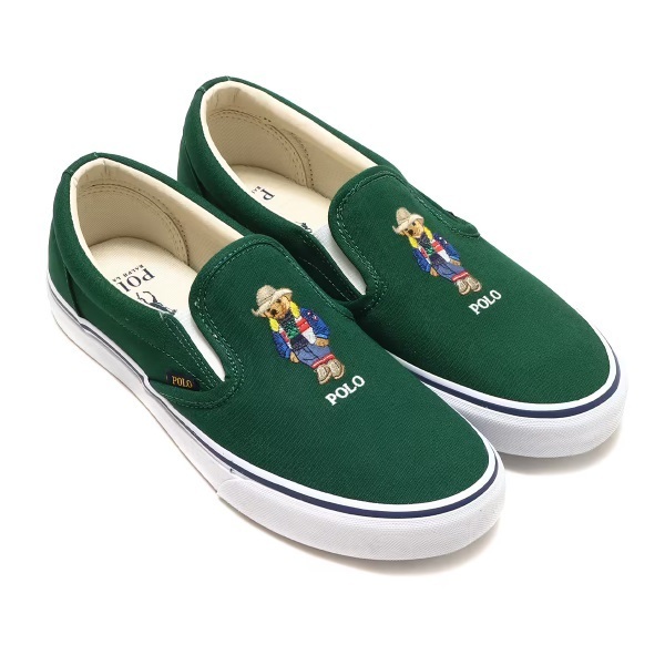 送料無料 新品 国内正規 POLO RALPH LAUREN KEATON SLIPON BEAR 28.5cm ポロ ラルフローレン キートン スリッポン ベア Green グリーン