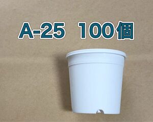 《A-25》 白 100個 プラ鉢 2.5号相当 植木鉢 スリット鉢 多肉植物