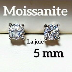 最高品質 モアサナイト 5mm 人工ダダイヤモンド 4爪 ピアス