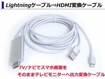 Lightningケーブル⇒HDMI変換ケーブル 2m TV テレビ/ナビでスマホ画面 AirPlay ミラーリング iPhone7/8/10/Plus/6/6S/SE/iPad/air/pro/mini_画像1