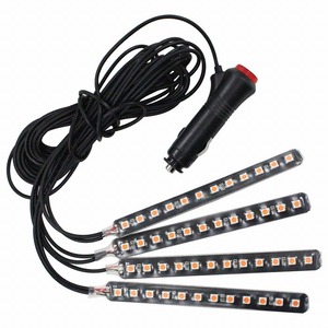 【送料無料】1本 4分岐 ピンク イルミネーション フロア フット テープ ライト LED 12V シガーソケット 4本 48LED ネオン アンビエイト