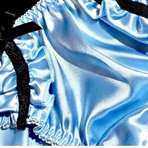 超ピカピカ サテン つるつる ショーツ ＭＬサイズ 新品 未使用 パンティ ブルー フリーサイズ エメフィール系 ピーチジョン系の画像3