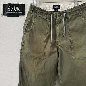 S.V.R ミリタリー系パンツ　カーキ　Mサイズ　古着ワークパンツ　ワイドパンツ　ストレート　ユニセックスOK