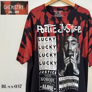 POETIC JUSTICE 2PAC トゥーパック　2XL 半袖　タイダイ染　プリントT ヒップホップ　ラップ　ムービーTシャツ　ブラック＆レッド