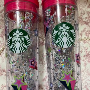 2個スターバックス ホリデー スタバ ウォーターインボトル 2023 グリッター クリスマス プレゼント STARBUCKS