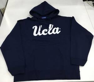 新品未使用品 URBAN RESEARCH アーバンリサーチ UCLA ユーシーエルエー カレッジロゴパーカー 裏起毛 Lサイズ 紺×白字