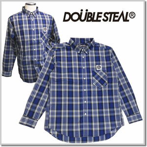 ダブルスティール DOUBLE STEAL DS織ネーム チェックシャツ 734-32081-89(NAVY)-L 長袖チェックシャツ