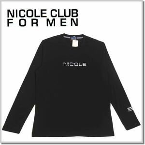 ニコルクラブフォーメン NICOLE CLUB FOR MEN ロゴ刺繍長袖Ｔシャツ 4164-9100-49(BLACK)-46(M) クルーネックロンT カットソー