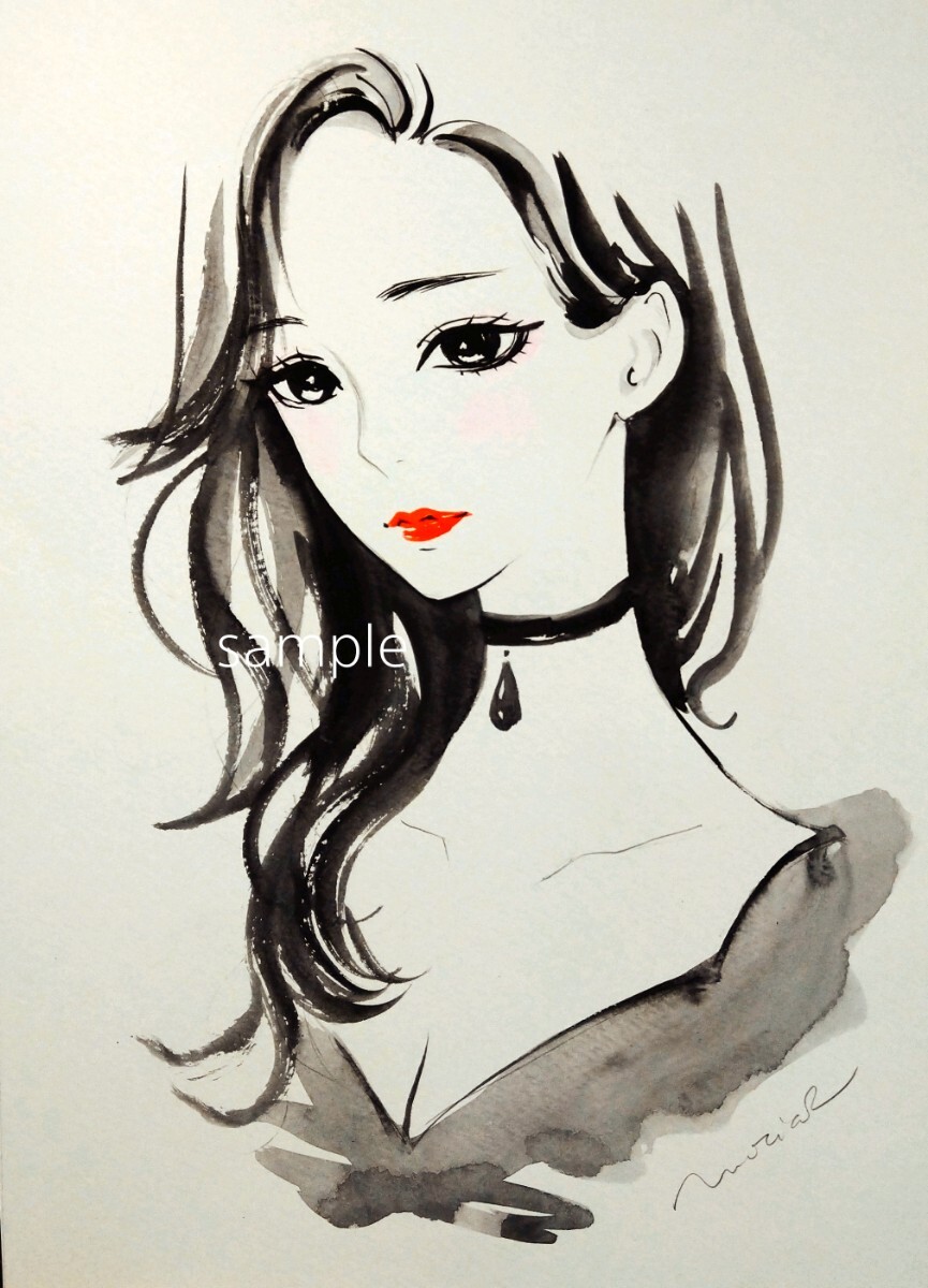 Hand-painted original drawing Beautiful woman painting Watercolor painting Original Hand-Drawn artwork illustration A4 @mucica, artwork, painting, portrait