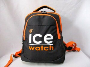 【P471】Ice watch/アイスウォッチ◇デイパック　リュック　背当てメッシュクッション付　BK×OR　H34cm