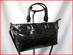 MARY QUANT/ Mary Quant *2way handbag PVC coating BK diagonal ..W34cm