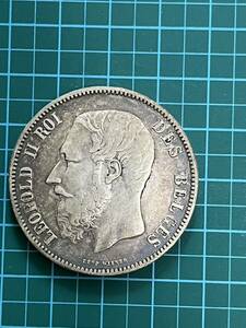 ベルギー コイン 1876 5FRANCS 銀貨 アンティークコイン