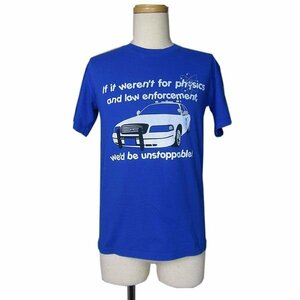 GILDAN プリントTシャツ ティーシャツ パトカー サイエンスオリンピア 青色 Sサイズ アメリカ輸入古着 USED ユーズド tee tシャツ #n-55
