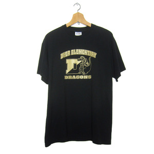 プリントTシャツ ティーシャツ スクール ELEMENTARY ドラゴン 黒色 Mサイズ アメリカ輸入古着 USED ユーズド tee tシャツ #n-51