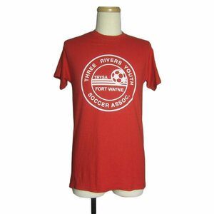GILDAN サッカー プリントTシャツ ティーシャツ レッド 赤色 メンズ Sサイズ アメリカ輸入古着 USED ユーズド tシャツ #n-92