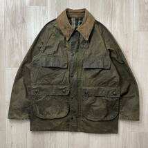 80s Barbour 4つポケ ビデイル 2クラウン サイズ36 セージ YKK棒ジップ 黒スナップボタン 英国製_画像1