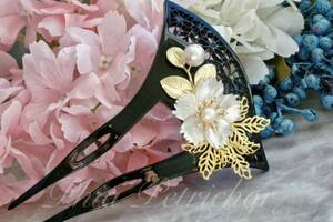 . Sakura ornamental hairpin chopsticks type pearl . hair ornament tomesode kimono coming-of-age ceremony wedding hairpin hair accessory peace graduation ceremony pearl The Seven-Five-Three Festival New Year N23