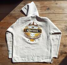 送料無料♪メキシコ製コロナビール Corona BEER メキシカンパーカー size XL 生成り BREWED & BOTTLED IN MEXICO ヘリンボーン USED古着_画像1