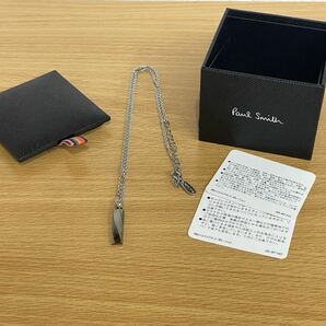 2-075 美品 Paul Smith ポールスミス ツイストデザイン バー ネックレス ロゴ刻印 シルバー チェーン アクセサリー 箱付きの画像6