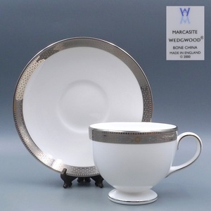 希少 廃盤品 2000年 ウェッジウッド WEDGWOOD MARCASITE ティーカップ&ソーサー コーヒーカップ MARCASITE