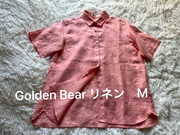 Golden Bear リネン100% ピンク　シャツ 半袖 半袖シャツ ブラウス